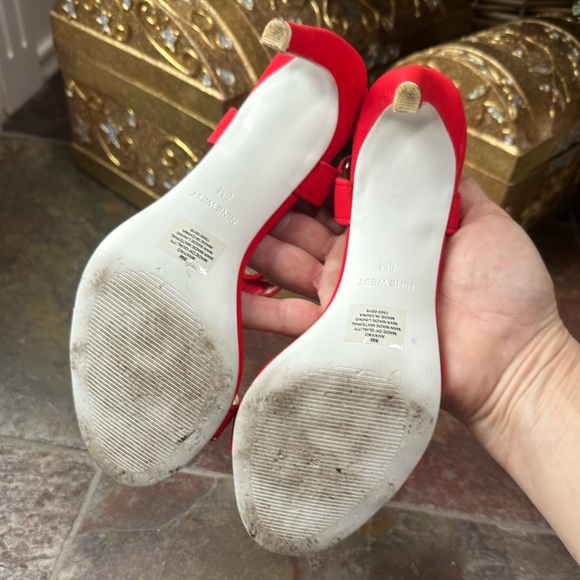 NINE WEST Red Strap Heel Sandal 8M - Picture 6 of 6